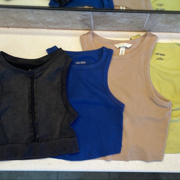aerie Tops - aerie Ribbed Tank Top Set - Black, Blue, Beige, Lime